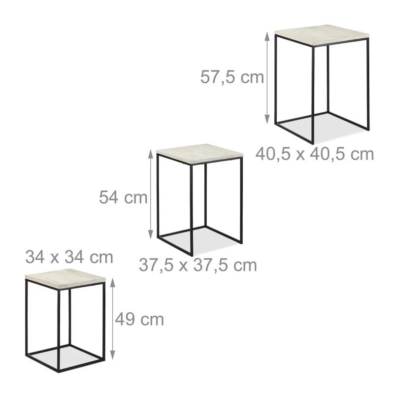 Tables Gigogne Carrées Jeu De 3 6 Tables Gigogne Carrées Jeu De 3 – Image 4