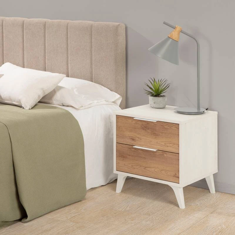 Table Chevet Koln 2 Tiroirs, Noire/Bois 10 Table Chevet Koln 2 Tiroirs, Noire/Bois – Image 8