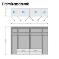Armoire à Portes Battantes Bernau -Promos Meubles Boutique drehtuerenschrank bernau graumetallic 271 cm 6 tuerig 3749796