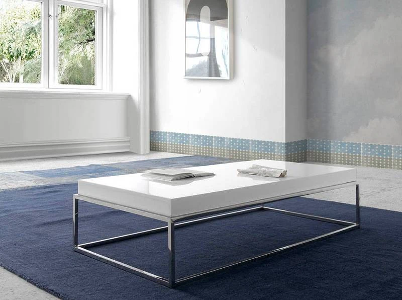 Table Basse En Bois Blanc Et Acier 4 Table Basse En Bois Blanc Et Acier – Image 2