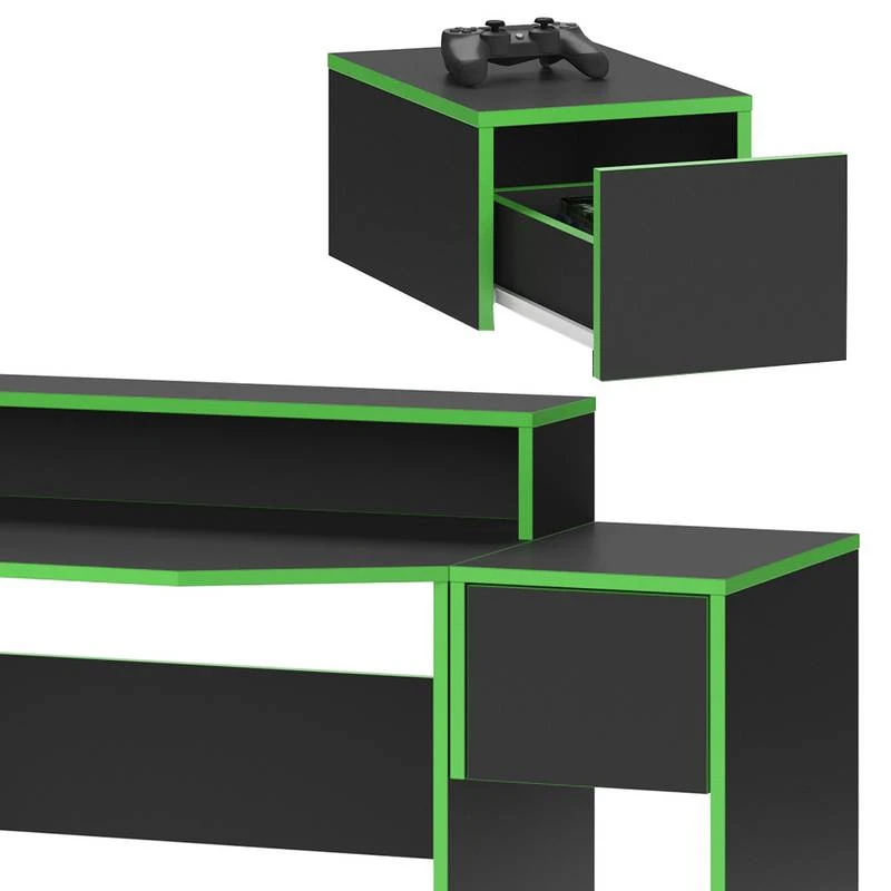 Bureau Ordinateur Kron Noir/vert Set 2 8 Bureau Ordinateur Kron Noir/vert Set 2 – Image 6