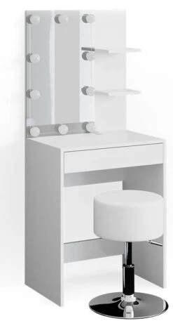 Coiffeuse Isabelle Avec Tabouret Et LED