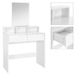 Coiffeuse + Miroir 80x40x140cm Blanc -Promos Meubles Boutique f1e2938dabca497e89202634893ac52b