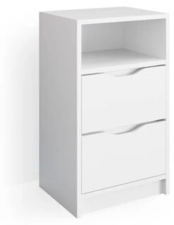 Table De Chevet Ruben Blanc & 2 Tiroirs