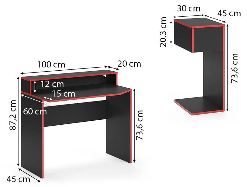 Bureau Ordinateur Kron Noir/rouge Set 2 8 Bureau Ordinateur Kron Noir/rouge Set 2 – Image 6