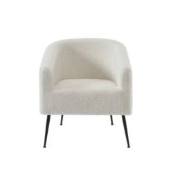 Fauteuil TOMMY En Tissu Bouclette Blanc -Promos Meubles Boutique fdb09b13eb6241bca9310cb237b2ae3c