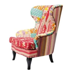Fauteuil Wing Patchwork -Promos Meubles Boutique patchwork ohrensessel webstoff mehrfarbig 3588217