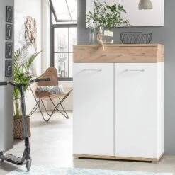 Meuble à Chaussures Nerola 11 Meuble à Chaussures Nerola -Promos Meubles Boutique schuhschrank nerola weiss eiche dekor 4244992