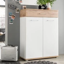 Meuble à Chaussures Nerola 14 Meuble à Chaussures Nerola -Promos Meubles Boutique schuhschrank nerola weiss eiche dekor 4244996