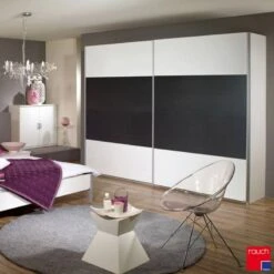 Armoire à Portes Coulissantes Quadra I -Promos Meubles Boutique schwebetuerenschrank quadra alpinweiss grau metallic breite x hoehe 136 x 210 cm 2891134