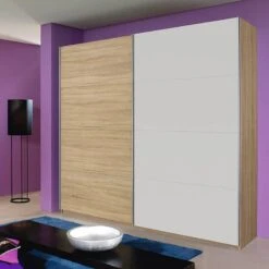 Armoire à Portes Coulissantes Quadra I -Promos Meubles Boutique schwebetuerenschrank quadra eiche sonoma dekor alpinweiss breite x hoehe 136 x 210 cm 2885694