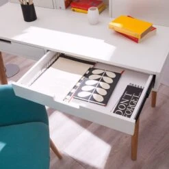 Bureau LINDHOLM -Promos Meubles Boutique sekretaer lindholm weiss eiche massiv 4037288